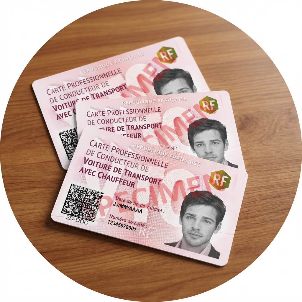 Chauffeur tenant sa carte VTC